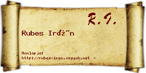 Rubes Irén névjegykártya